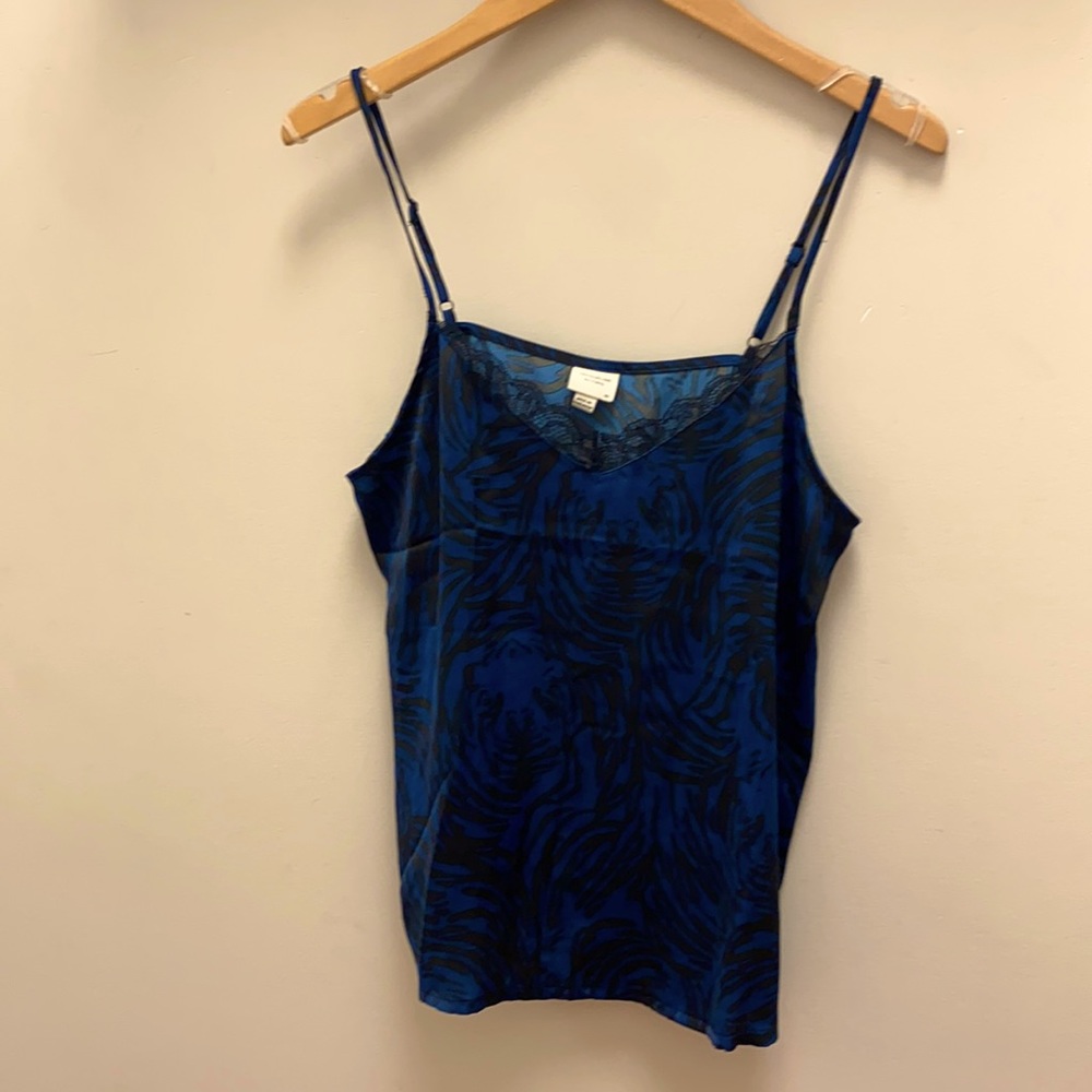 NWOT Blue satin animal print camisole